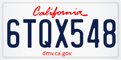 CA license plate 6TQX548