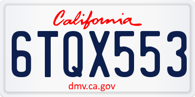 CA license plate 6TQX553