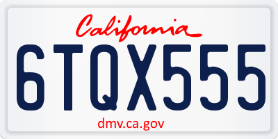 CA license plate 6TQX555