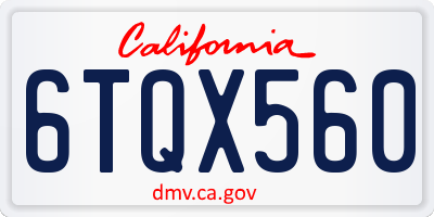 CA license plate 6TQX560