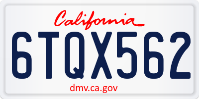 CA license plate 6TQX562