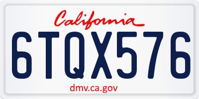 CA license plate 6TQX576