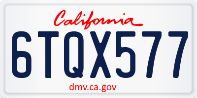 CA license plate 6TQX577