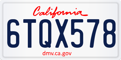 CA license plate 6TQX578