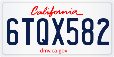 CA license plate 6TQX582