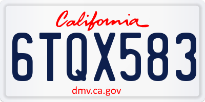 CA license plate 6TQX583