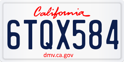 CA license plate 6TQX584