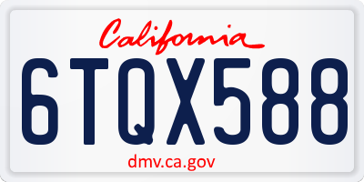 CA license plate 6TQX588