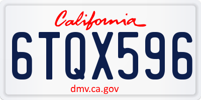 CA license plate 6TQX596