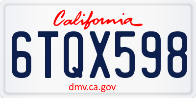 CA license plate 6TQX598