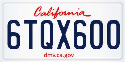 CA license plate 6TQX600