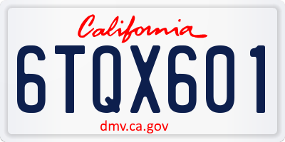 CA license plate 6TQX601