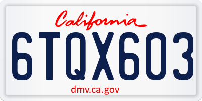 CA license plate 6TQX603