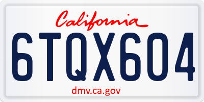 CA license plate 6TQX604