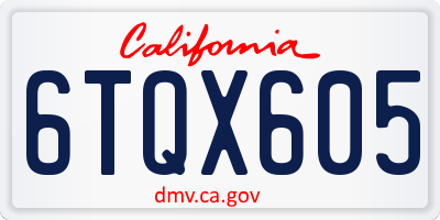 CA license plate 6TQX605