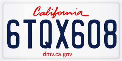 CA license plate 6TQX608