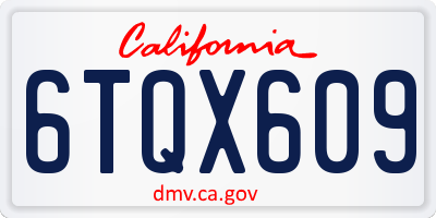 CA license plate 6TQX609