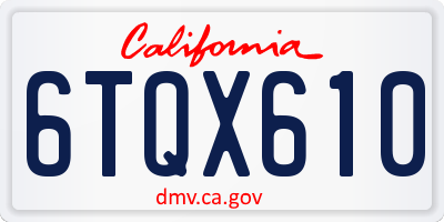 CA license plate 6TQX610