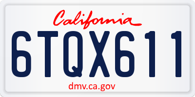 CA license plate 6TQX611