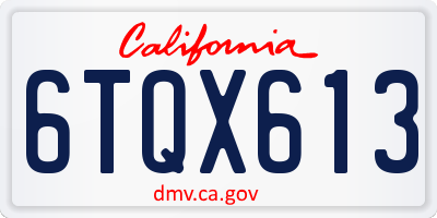 CA license plate 6TQX613