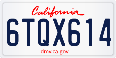CA license plate 6TQX614