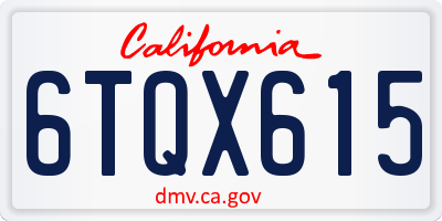 CA license plate 6TQX615