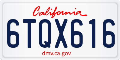 CA license plate 6TQX616