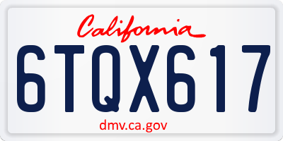 CA license plate 6TQX617