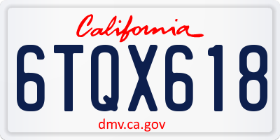 CA license plate 6TQX618