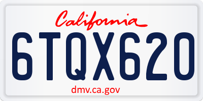 CA license plate 6TQX620