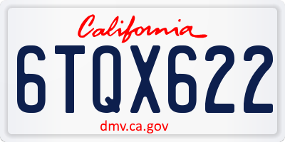 CA license plate 6TQX622