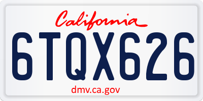 CA license plate 6TQX626