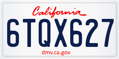 CA license plate 6TQX627