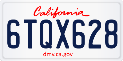 CA license plate 6TQX628