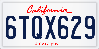 CA license plate 6TQX629