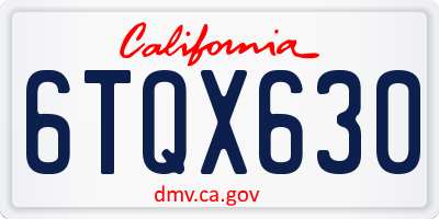 CA license plate 6TQX630