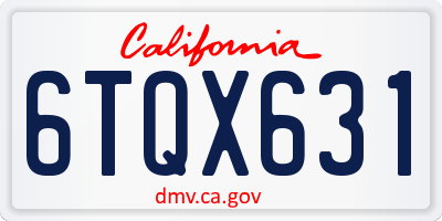 CA license plate 6TQX631