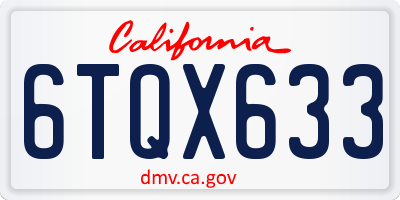 CA license plate 6TQX633