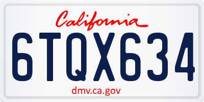 CA license plate 6TQX634