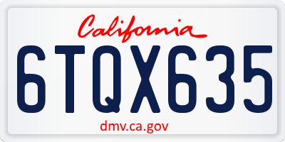 CA license plate 6TQX635