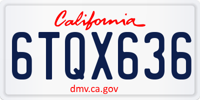 CA license plate 6TQX636
