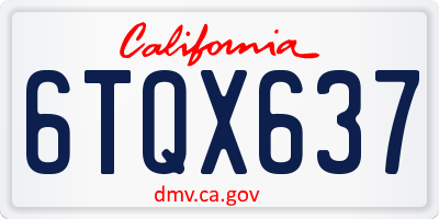 CA license plate 6TQX637