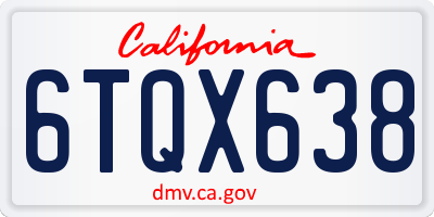 CA license plate 6TQX638
