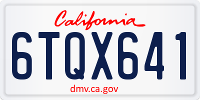CA license plate 6TQX641
