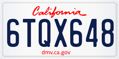 CA license plate 6TQX648