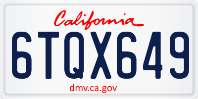 CA license plate 6TQX649