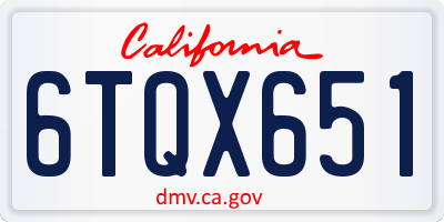 CA license plate 6TQX651