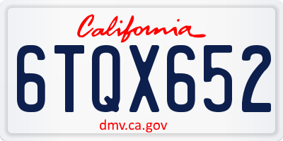 CA license plate 6TQX652