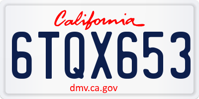 CA license plate 6TQX653