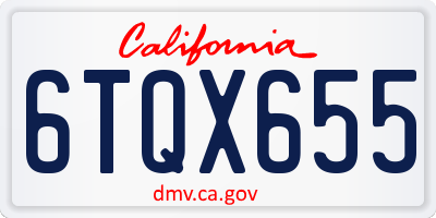 CA license plate 6TQX655